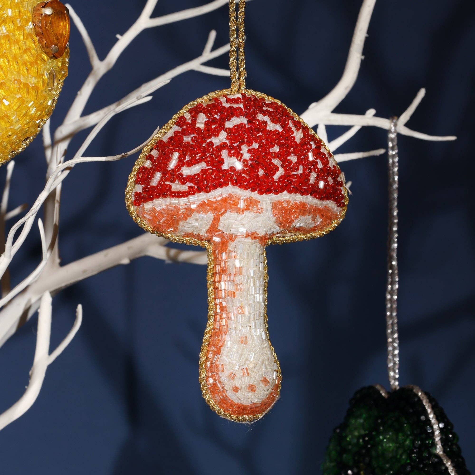 Beaded Mushroom Hanging Decoration