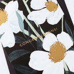 Black Botanical Floral Congratulations Foiled Greetings Card