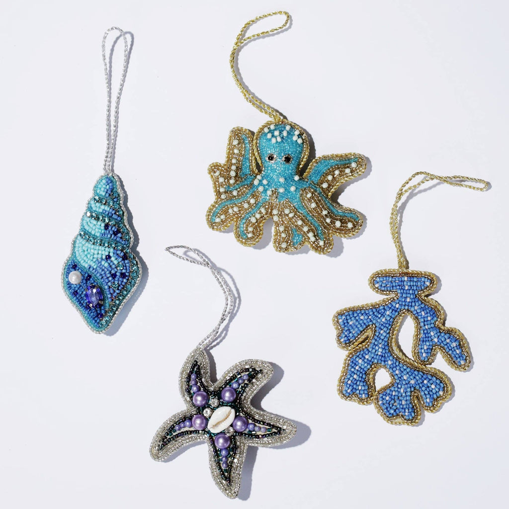 Beaded Blue Shell Hanging Decoration