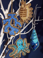 Beaded Blue Shell Hanging Decoration