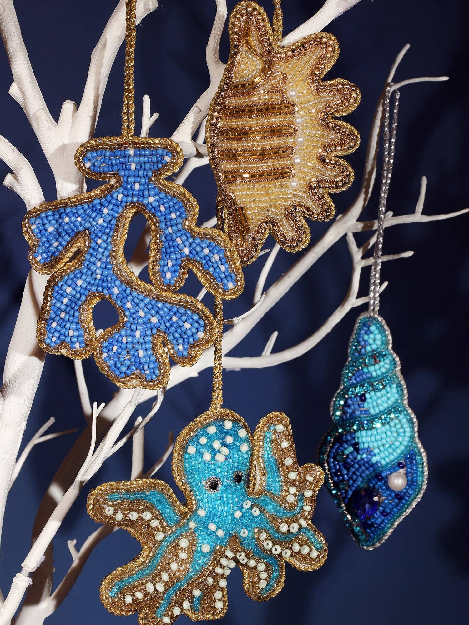 Beaded Blue Shell Hanging Decoration